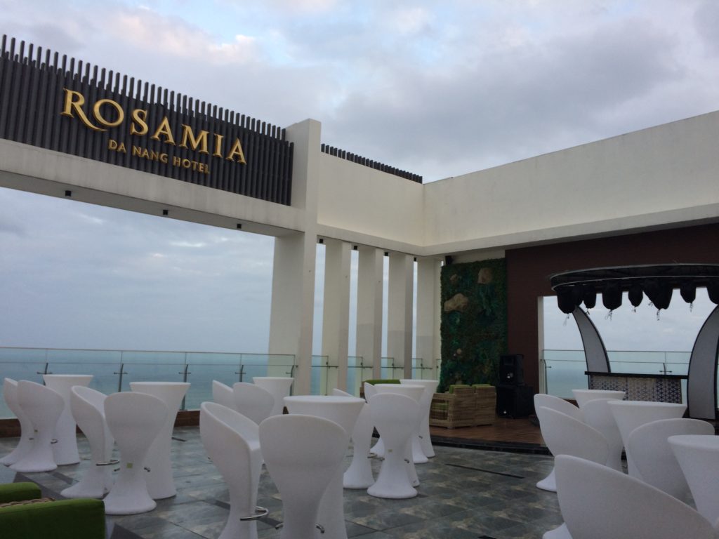 SKY BAR at ROSAMIA HOTEL in Danang in the evening