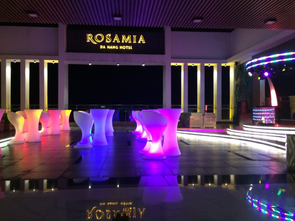 SKY BAR at ROSAMIA HOTEL in Danang, night